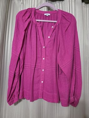 Rails Fuchsia Button-Front Peasant Blouse